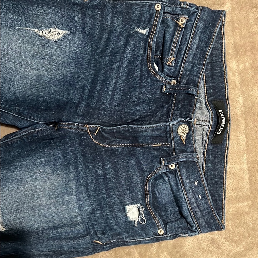 Express Women's Blue Distressed Jeans